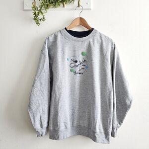 Vintage Grandma Sweatshirt Cute As Buttons Grandkids Crewneck Gray Large